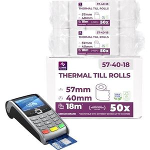 Ec-Cash thermorollen 57mm x 18m x 12mm - kassarollen - thermopapier - bonrollen voor bankcomat - kredietkaartlezer (57x40x12) (50 rollen)