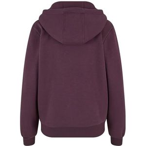 Urban Classics Damestrui met capuchon, fluffy zip hoody, pluizige capuchontrui met ritssluiting voor vrouwen, losse pasvorm, plumpurple, M