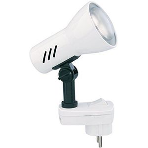 Briloner Leuchten Stekkerlamp, stekkerspot E14, leeslamp 25W, draai- en zwenkbaar, wit, metaal, 25 W, 230 V, hoogte 10,5 cm