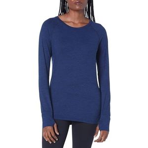 Amazon Essentials vrouwen geborsteld Tech Stretch Long-Sleeve Crew,Navy Space Dye,L-XL