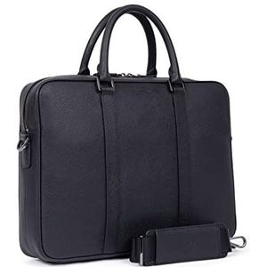 Hexagona Laptoptas van rundleer met premium generfd Dandy, zwart