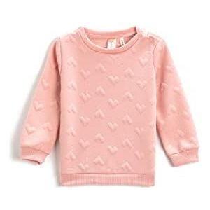 Koton Textured Sweatshirt met ronde hals met lange mouwen voor baby's, meisjes, Roze (274), 36/48 moiss