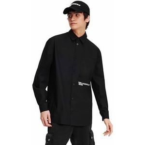 Karl Lagerfeld Jeans, Heren, Regular Geweven Shirt, Regular Fit, Zwart, S
