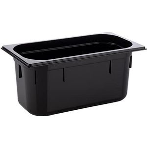 APS 82070 GN 1/3 container, polycarbonaat gastronormcontainer, afmetingen 325 x 176 mm/hoogte 150 mm/volume 5,3 liter, zwart