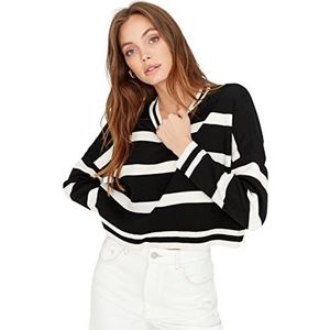 Trendyol Dames Regular Fit Basic Crew Neck Knitwear Sweater, Zwart, S