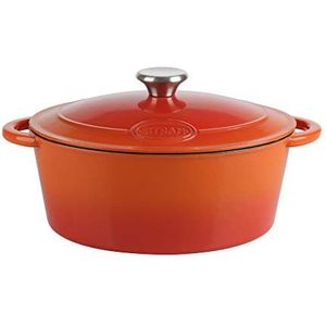 Sitram Traditionele 712574 Stoofpan van Gegoten Staal, Geëmailleerd, 4L, Oranje