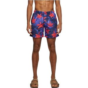 Urban Classics - Pattern - Zwembroek - Blauw/Rood - 100% Polyester