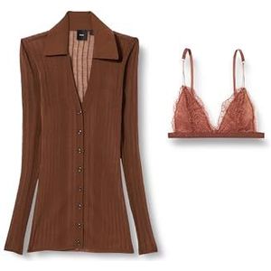 Pinko Paardenbloem cardigan crêpes transparant, Ll1_bruin/leer, XS dames, Ll1_bruin/leer, XS