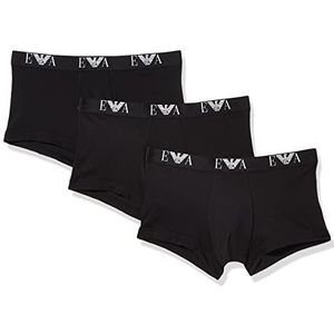 Emporio Armani Heren Men's Basic - Essential Monogram 3-pack Trunk Boxershorts, 21320 Nero/Nero, XL