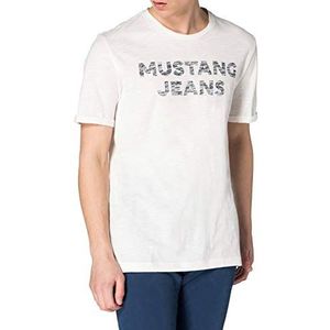 MUSTANG Heren Alex C Print T-shirt, wit, S