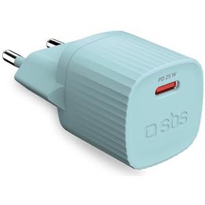 SBS Oplader van gerecyclede materialen, GRS, USB-C-aansluiting, 25 watt, EU-stekker, milieuvriendelijk, ideaal voor Android-smartphones, iPhones, tablets, hoofdtelefoons, luidsprekers, smartwatch