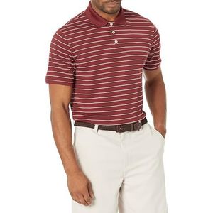 Amazon Essentials Slim-Fit Sneldrogend Golfpoloshirt voor heren, bordeauxrood gestreept, groot