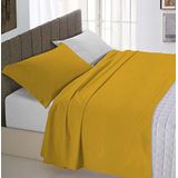 Italian Bed Linen Beddengoedset Natural Colour, mosterd/lichtgrijs, eenpersoonsbed