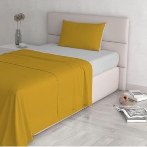 Italian Bed Linen - Beddengoedset - Mosterd/Lichtgrijs - 100% Katoen