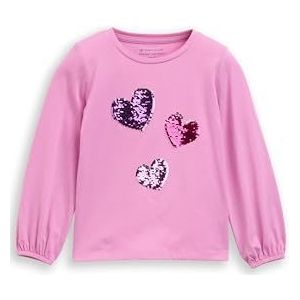 TOM TAILOR - Shirt - Blauw/Lila - Lange Mouw - Ronde Hals - Pailletten