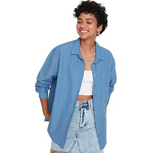 TRENDYOL Dames verliezen paspoorthemd shirt, petrol, 38