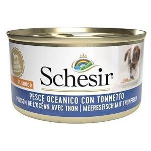 Schesir, Natvoer voor volwassen honden met zeevis en tonijn, zachte gelei (24 blikjes à 85 g)