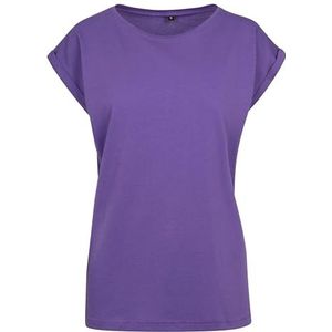 Build Your Brand Extended Shoulder Tee T-shirt voor dames, ultraviolet, L
