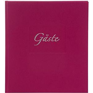 goldbuch Gastenboek met bladwijzers, Seda, 23 x 25 cm, 176 witte blanco pagina's schrijfpapier, kunstdruk geribbeld met zilveren reliëf, braambes, 48048