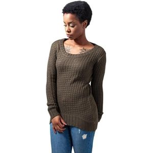 Urban Classics Long Wideneck Sweater voor dames, olijfgroen, XXL