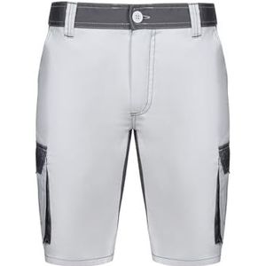 VELILLA, Bermuda tweekleurig multipocket, wit en grijs, maat 56, Wit en grijs., 56