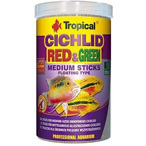 Tropical Cichlid Red&Green Medium Sticks - Voedingsticks voor middelgrote cichliden, met Astaxanthin & Spirulina, 1-pack (1 x 1 l)