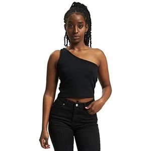 Urban Classics Dames bovendeel dames cropped asymmetrische sport tank top, vrouwen top, kort gesneden, maten XS - 5XL, zwart (Black 00007), XL