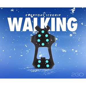 2GO Everyday Icegrip Walking Anti-slip schoenspikes, 10 spikes voor de hele voet, schoenklauwen, stijgijzers, sneeuwspikes, sneeuwkettingen voor schoenen, optimale grip op ijs & sneeuw, maat M