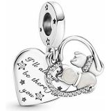 Charm colgante Pandora 799546C01 gatos&corazones