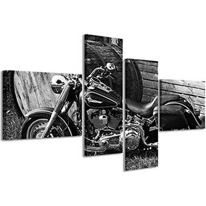 Stampe su Tela Afbeelding op canvas Harley Davidson VII moderne kunstdruk in 4 panelen, kant-en-klaar ingelijst, canvas, klaar om op te hangen, 200 x 100 cm