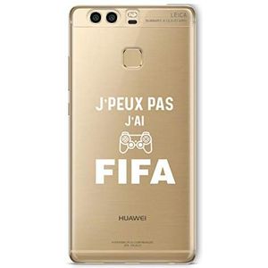 Zokko Beschermhoes voor Huawei P9 Plus, motief J'Peux Pas J'Ai FIFA, zacht, transparant, witte inkt.