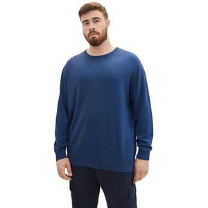 TOM TAILOR Heren Plussize Pullover, 32618 - Hockey Blue Dark Melange, 4XL