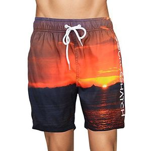 Crosshatch Shelford Zwemshorts voor heren, Seaside Beach Sunset Print Design Zwembaden, Perfect voor zomervakantie, Surfen, Zeilen en andere sportactiviteiten