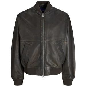 JACK & JONES Jorleather Bomber Jkt - Chocolade - Leren Jas - Rechte Pasvorm