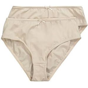 Ulla Popken Dameskleding Plus Size Curvy 2 Pack Stretch Microfiber Slipje beige 62+ 781658300, Beige