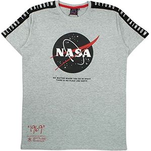 Nasa - Heren T-shirt met logo in grijs katoen, Grijs, XL