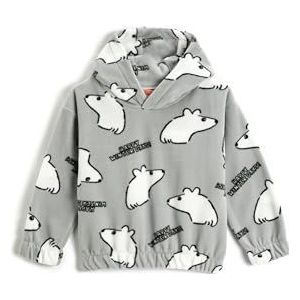 Koton Babyboys Fleece Polar Bear bedrukte hoodie met elastische manchetten en taille sweatshirt, grijs (033), 6-9 Monate