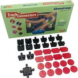 TOY2 Allround Grote set met 33 railconnectoren, compatibel met Brio & Lego Duplo, duurzame houten treinverbindingsset