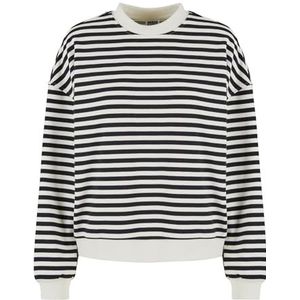 Urban Classics Oversized gestreepte ronde hals sweatshirt voor dames, zwart/wit zand, XS
