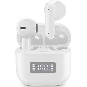 cellularline Tone TWS Bluetooth hoofdtelefoon met ENC (Environmental Noise Cancelling), 4 microfoons, LED-display, Total Play Time 20 uur, wit