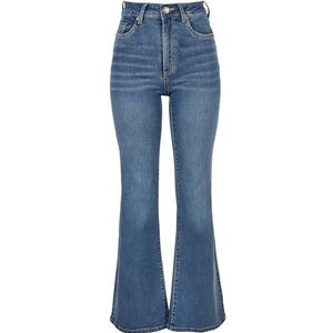Urban Classics Jeans Dames uitlopende denim broek met hoge taille, Middelste gewassen, 26