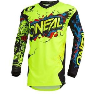 O'NEAL | Jersey | Enduro Motorcycle | Geschikt voor maximale bewegingsvrijheid, Innaaibare elleboogbescherming, Ademend materiaal | Jersey Element Villain | Volwassen | Neon geel | Maat M