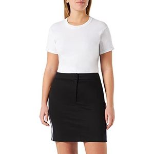 Love Moschino Dames Stretch Katoen Gabardine Mini met Striped Tape en Patch Geborduurde Rok, zwart, 48