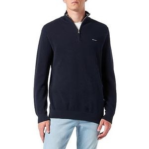 GANT Heren Cotton Pique Halfzip Pullover Evening Blue, Standaard, evening blue, XS