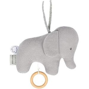 Nattou Gebreide knuffel met muziek, muziektrekker, Tembo, 23 x 17 x 8 cm, Grijs, 929042