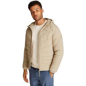 Tommy Hilfiger Heren MIX QUILT HOODED JAS MW0MW37641 Andere Jassen, Kaki, S, Khaki (Sandelhout), S