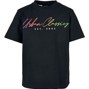 Urban Classics Boys Scrips Logo Tee heren T-shirt zwart basics, casual wear, streetwear, zwart, 146/152 cm