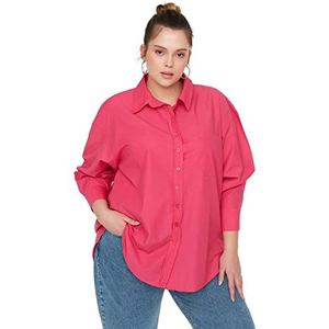 TRENDYOL Hemdblousekraag voor dames, effen kleuren, normale maten, roze, 42