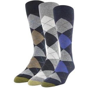 Gold Toe Sokken voor heren (verpakking van 3), marine/Grijs, One size