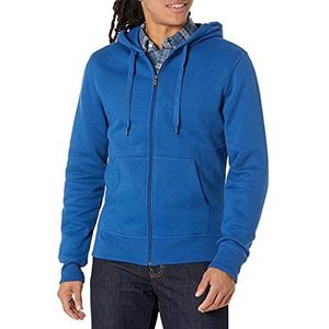 Amazon Essentials Men's Fleecetrui met volledige ritssluiting en capuchon (verkrijgbaar in grote en lange maten), Blauw, L